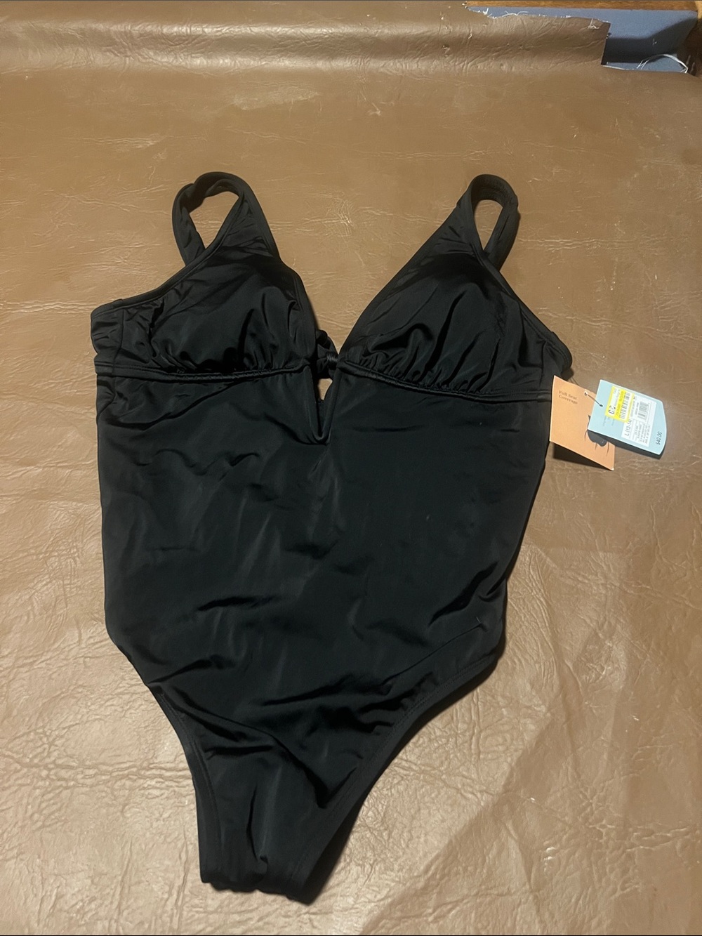 Shade & Shore Black V-Notch One-Piece Swimsuit